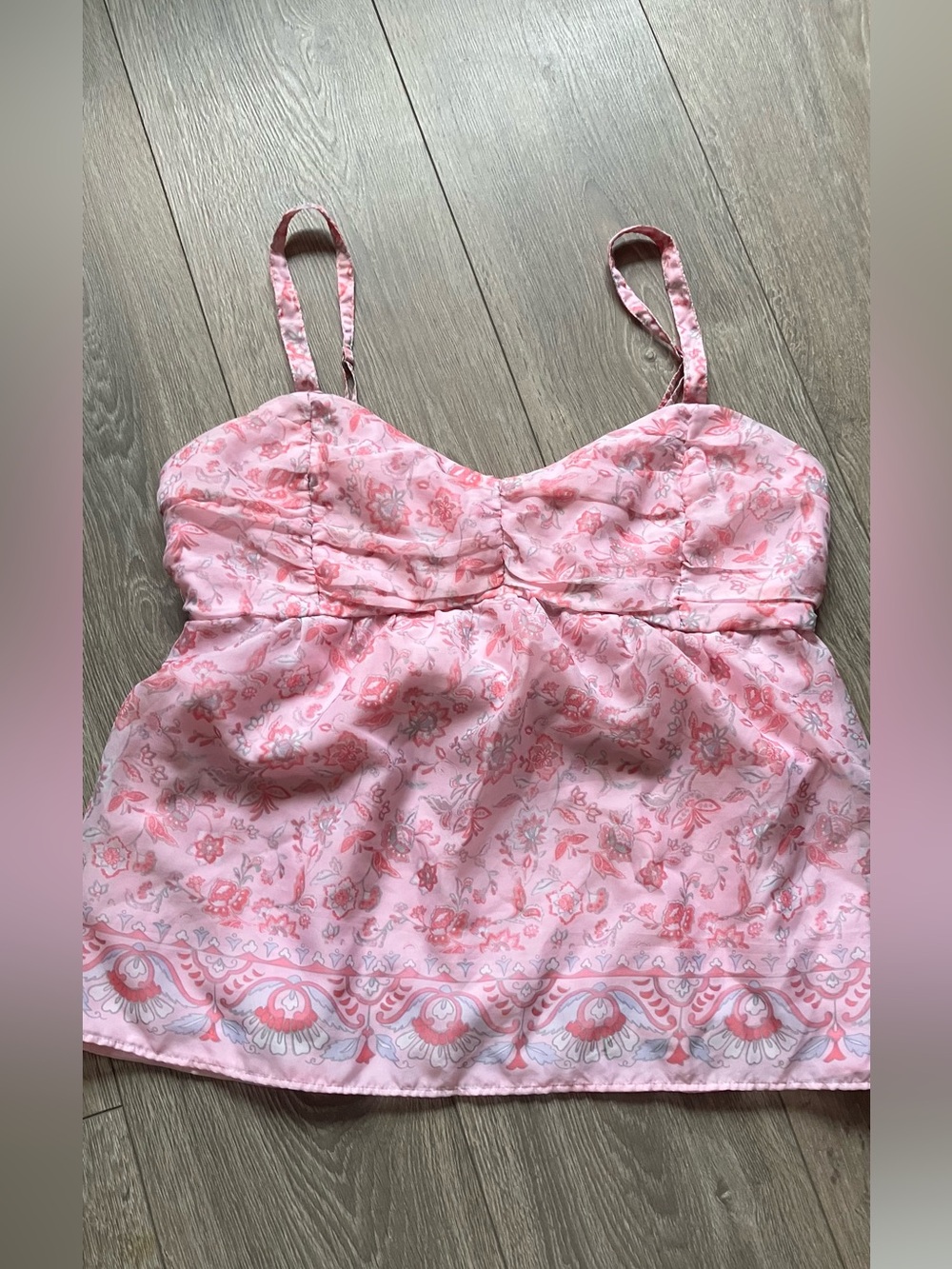 Hollister Pink Floral Sweetheart Camisole